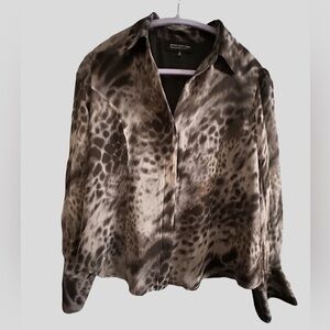 Jones New York Collection Petite Sheer Animal Print Blouse – Size SP